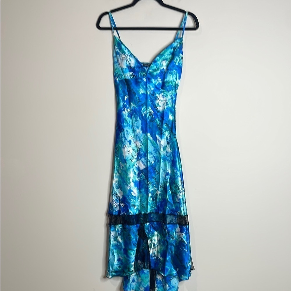 Vintage Y2K Mystic Satin & Lace Camo Style Dress Butterlies